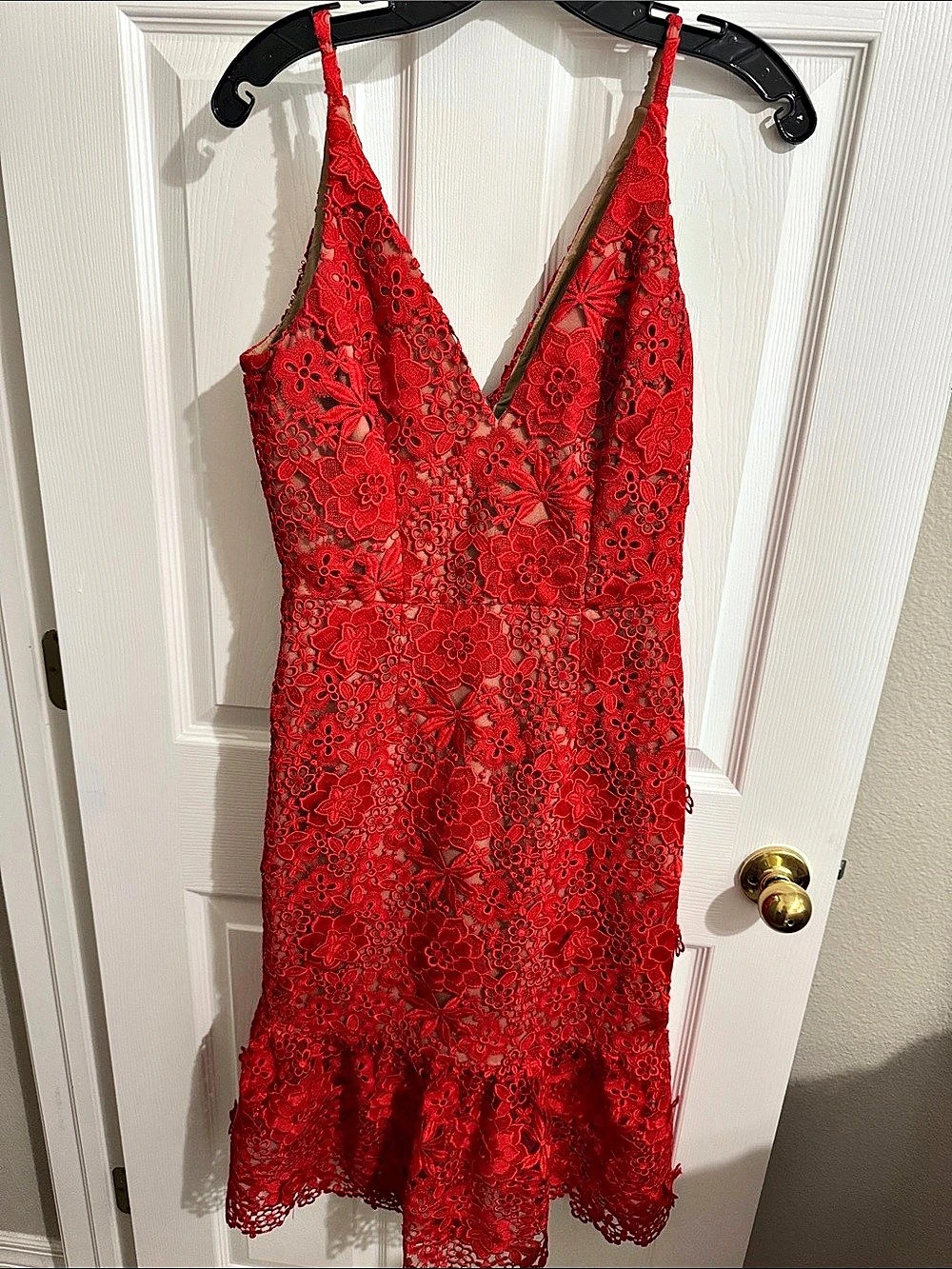 Dress the Population Red Floral Lace Mini Dress Size Small